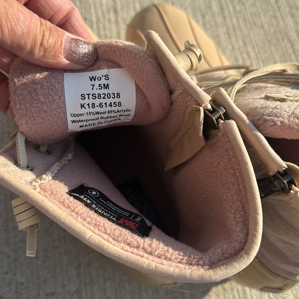 Sperry Top-Sider Saltwater Emboss Wool Rose Dust Rain Duck Boot 7.5 - Picture 6 of 8